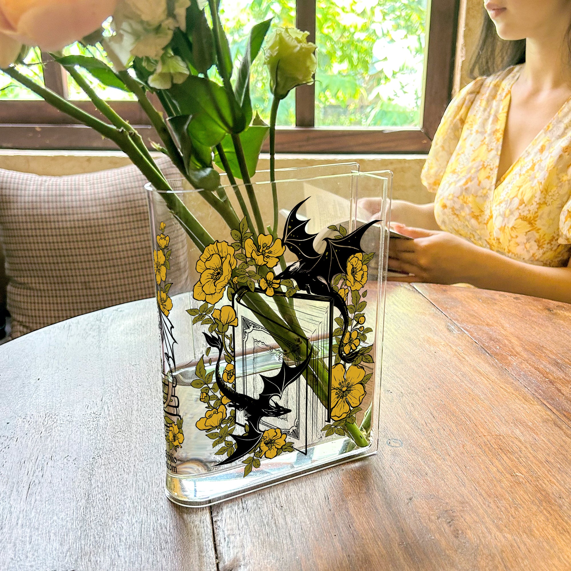 Floral Dragon Acrylic Book Vase