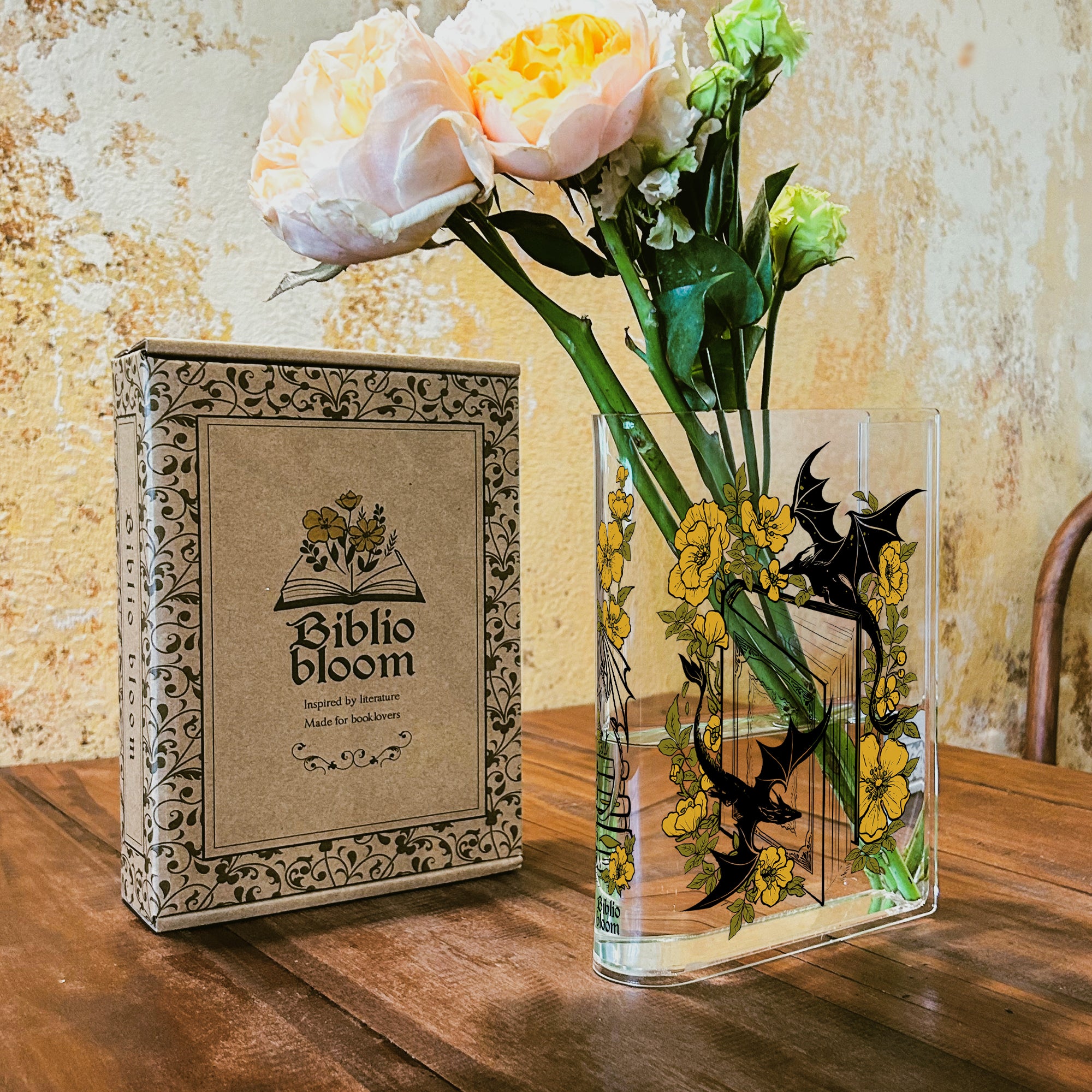Floral Dragon Acrylic Book Vase