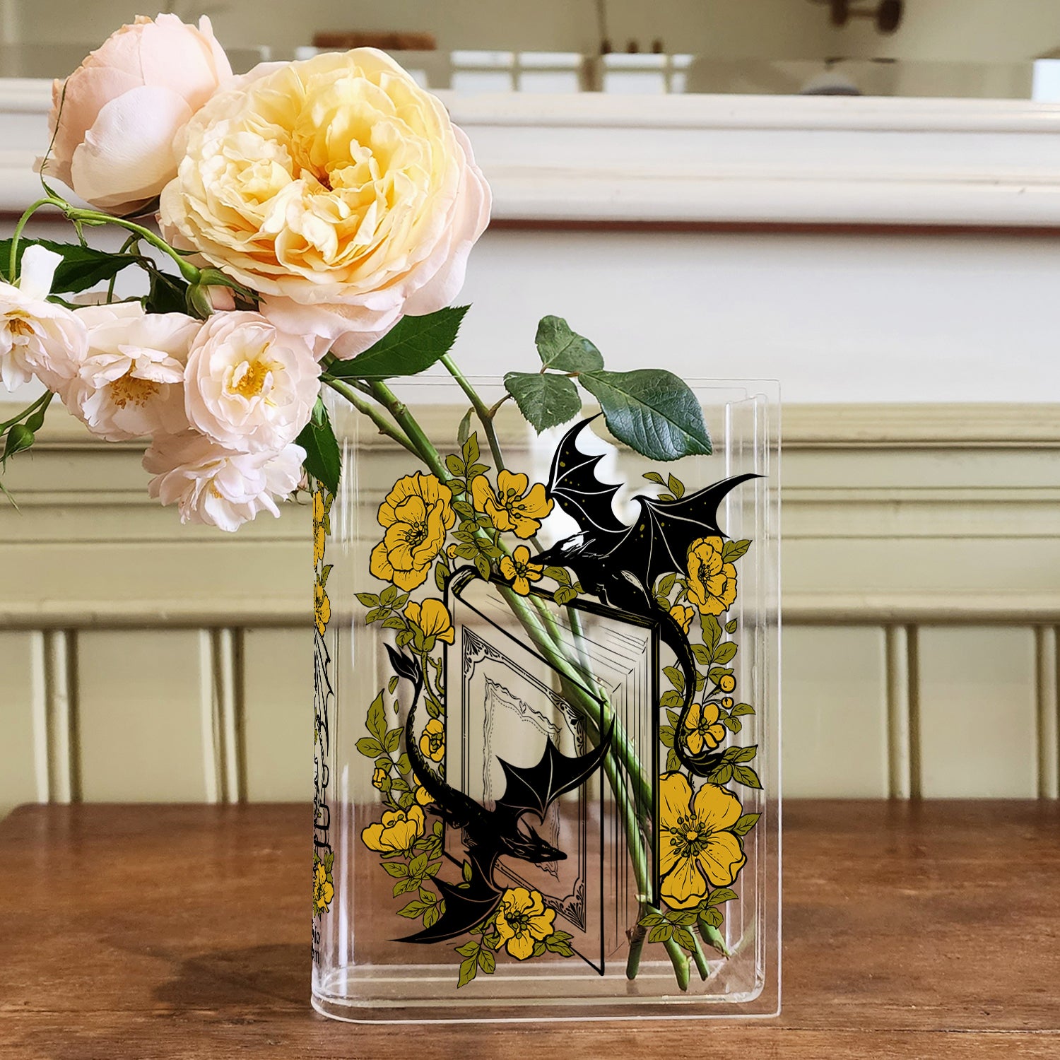 Floral Dragon Acrylic Book Vase