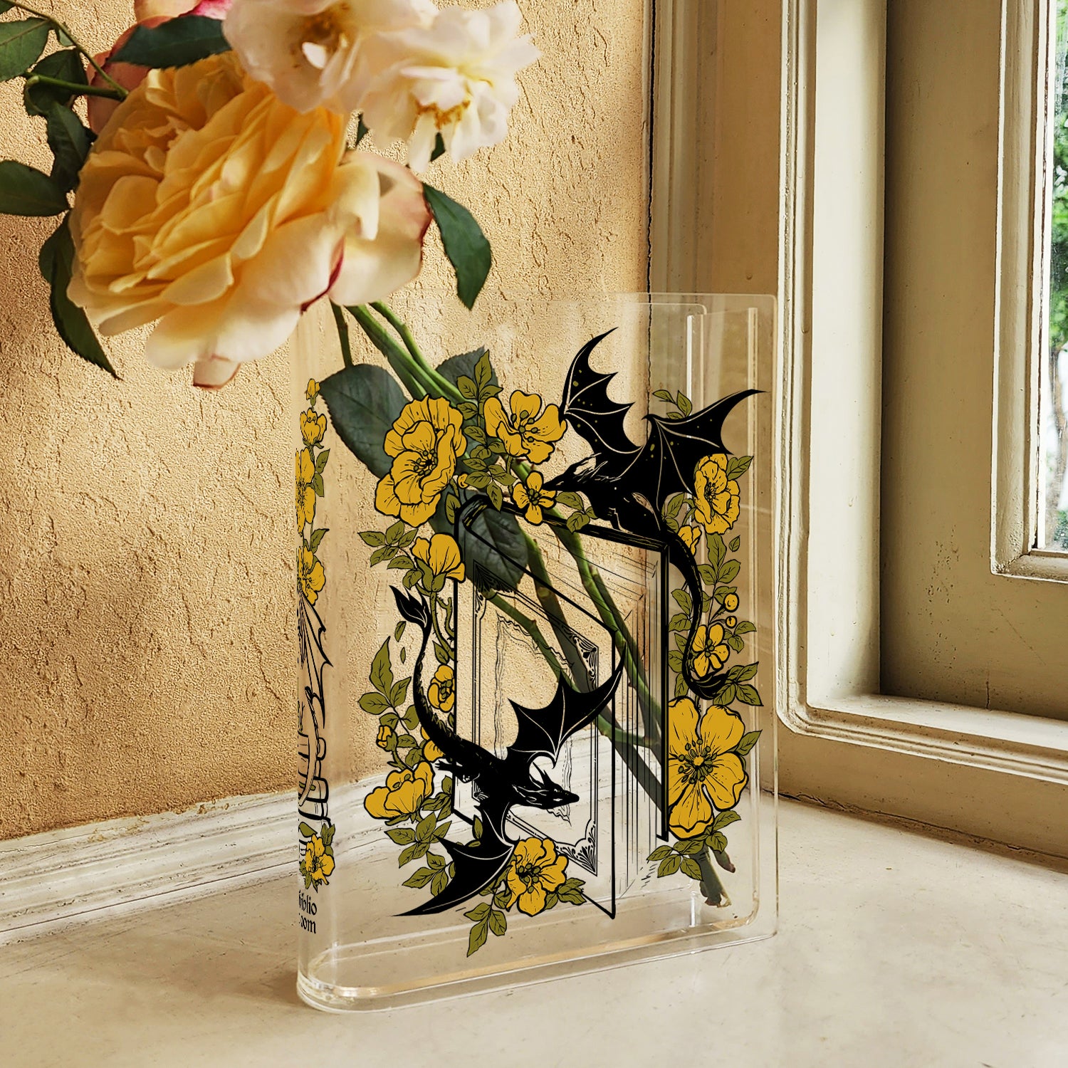 Floral Dragon Acrylic Book Vase