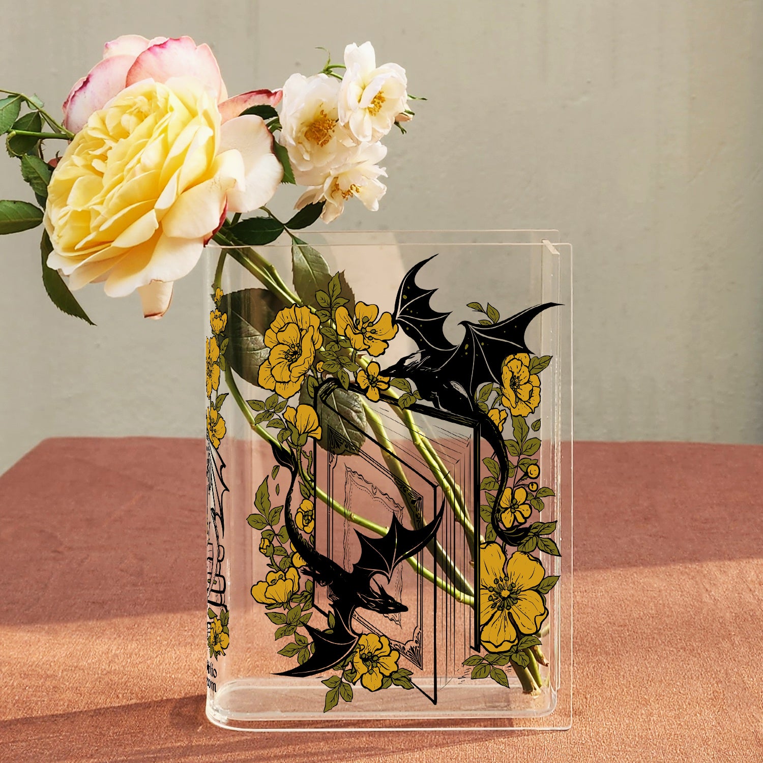 Floral Dragon Acrylic Book Vase