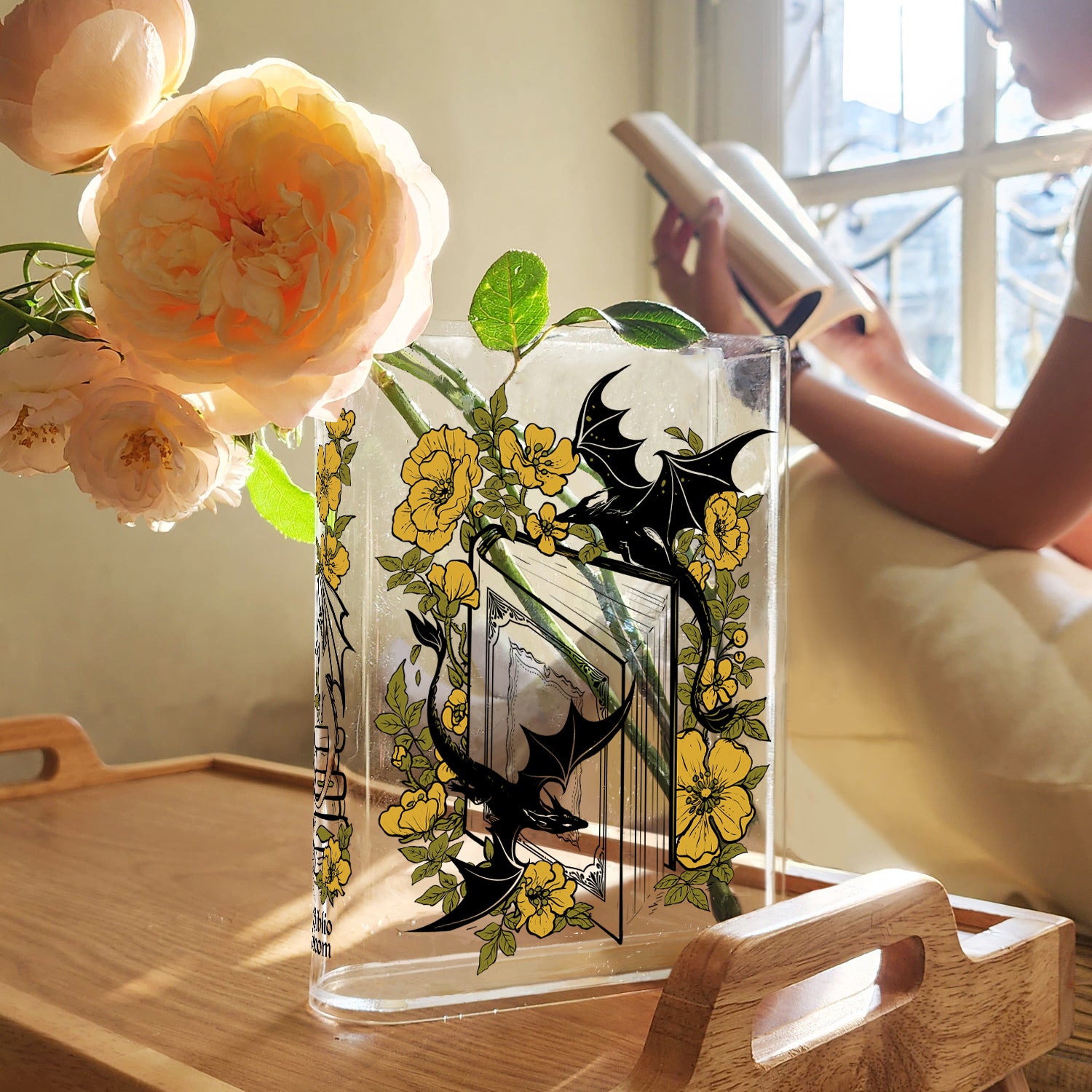 Floral Dragon Acrylic Book Vase